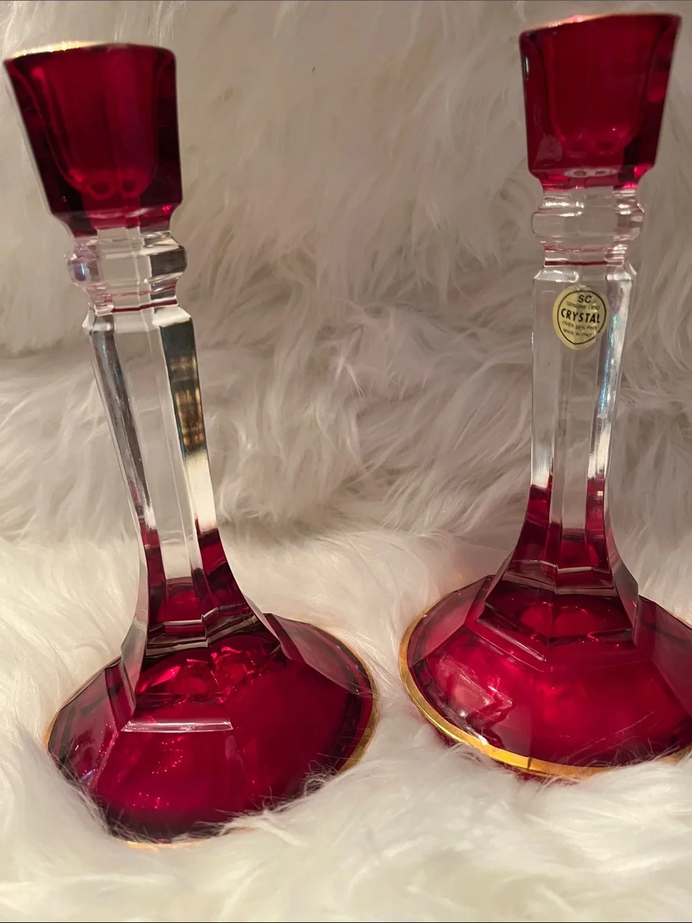 Made in Italy Genuine  Lead Crystal Candleholders – Pair